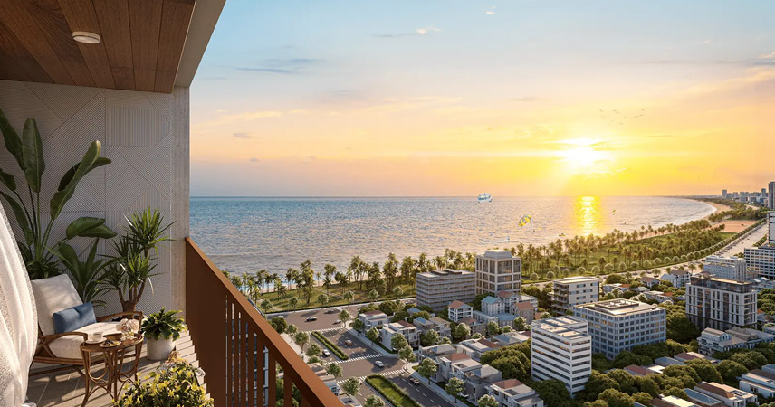 Experience the sunrise from the hotel balcony at My Khe beach