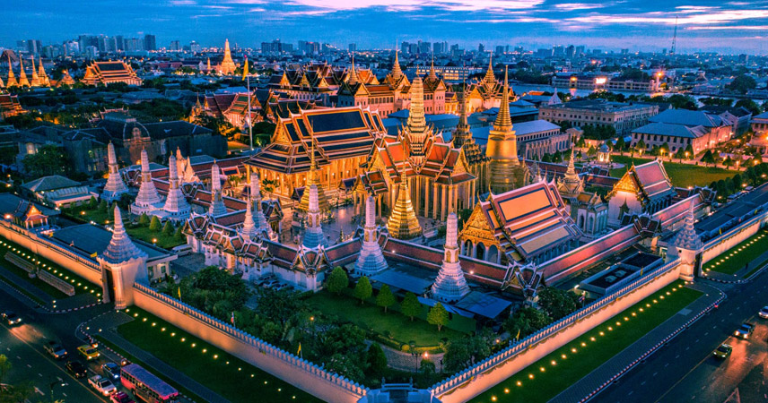 Overview of Royal Grand Palace in Bangkok, Thailand