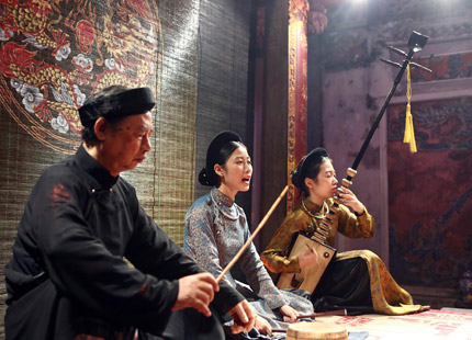 Traditional music such as Ca Trù and Hát Xẩm is performed on Ma May and Hang Buom streets